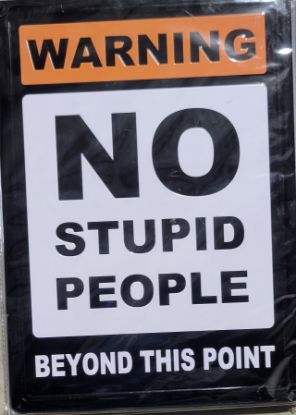 Picture of WARNING NO STUPID PEOPLE