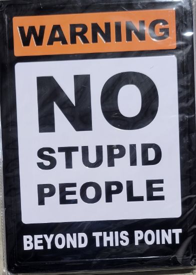Picture of WARNING NO STUPID PEOPLE