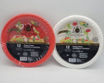 Picture of IDEAL DINING PLASTIC PLATES WHITE/RED 